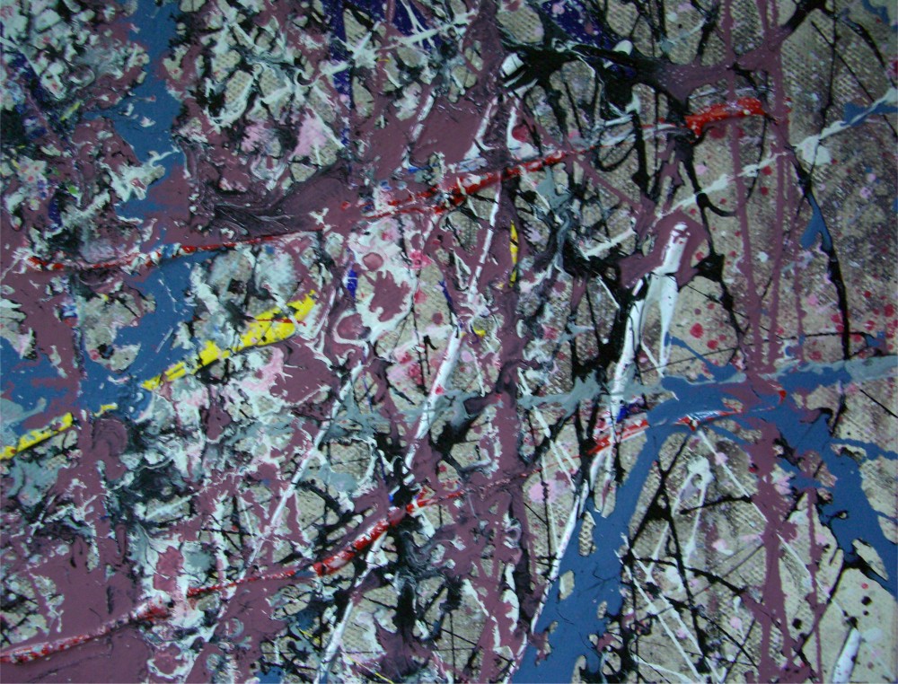 Abstract expressionist painting, acrylic on canvas