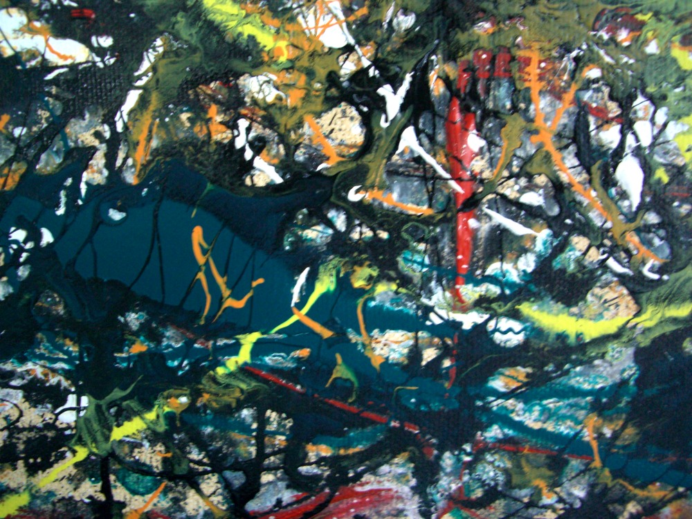 Abstract expressionist painting, acrylic on canvas