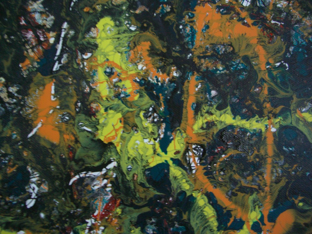 Abstract expressionist painting, acrylic on canvas