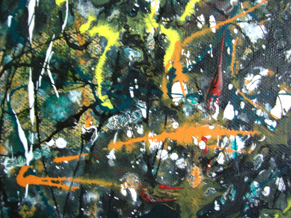 Abstract expressionist painting, acrylic on canvas