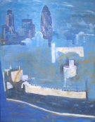 London Cityscape with Swiss Re Building nicknamed The Gherkin.